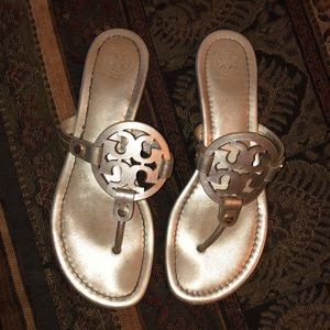 Authentic Pewter Tory Burch  Miller sandals